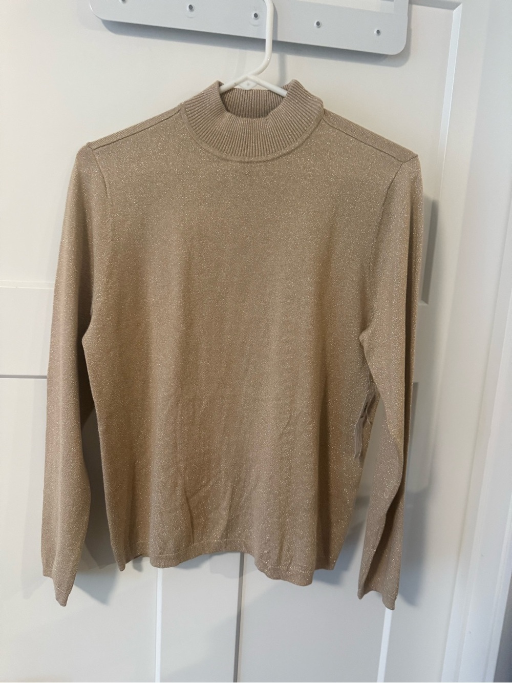 Chicos women's  Shimmer Mock Neck Sweater - Tan size 1 NWT